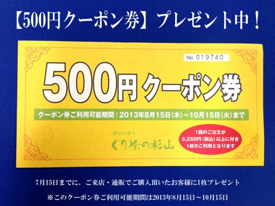 2013年夏 500円クーポン